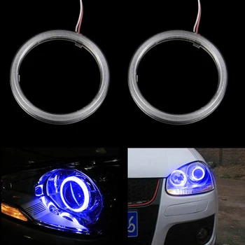 2 Pcs 80mm Blue COB Angel Eyes Halo Car LED Light Ring Headlight DRL DC 12V