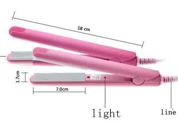 NewView Mini Hair Straightening Iron Pink Ceramic Straightener Flat Iron Styling Tools With A EU Plug Adapter