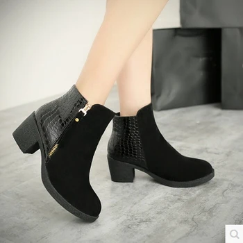 Spring Autumn New Ankle Boots Heels Women Sexy Vintage Platform Martin Boots Round Toe Platform Boots totines mujer