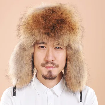 2016 Winter Warm Snow Retail Russian Hat men Warm Rex Fox Fur Hat Leather Earflaps Hat