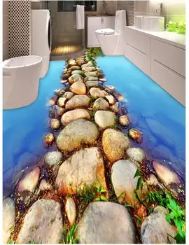 3D wallpaper custom 3d flooring mural wallpaper bathroom 3 d floor only beautiful river stone path pvc wallpaper home decoration