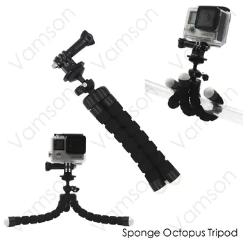 Vamson for GoPro Accessories Kit Shooting 3 Way Folding Tripod Monopod Cell Phone Clip For Go pro Hero 4 3+ Xiaomi Yi VS16