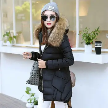 2017 winter new Korean Women fashion Slim long cotton hooded padded Nagymaros collar coat w1233