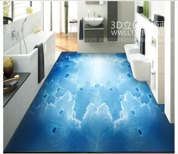 Customized 3d wallpaper 3d pvc floor painting murals peacock 3D stereo floor paint beauty wall room decoration