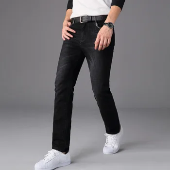 2016 winter and winter elastic black jeans male models Slim pants brand men's denim fashion slimming thin trousers