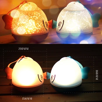 Wireless Remote Control LED Night Light Kissing Gourami Zodiac Signs Projection Lamp Magnetic Mouth Warm Light Nightlight FEN#