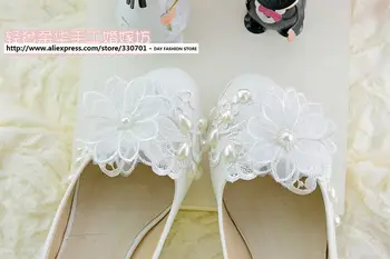 New wedding shoe fashion white color prom shoes middle heel or custom make the heel party shoes XNA 121