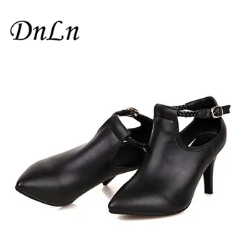 Size 35-40 Genuine Lether Women High Heel Shoes Black Red T Strap Pumps Women Sandals Heeled 2#D30