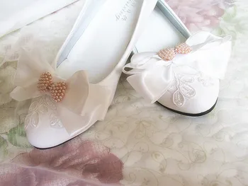 Fashion bows wedding shoes for womens 2017 2017 newest coming women's bridal brides party wedding shoe custom made heels