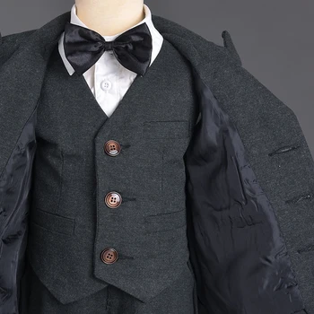 Children's Clothing Sets Gentleman Boy's 4pcs Suits Set Kids Clothes Set long-sleeve Coat+Shirts+Vest+Trousers+Bow tie For Party