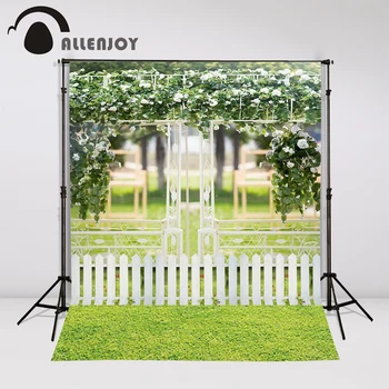 5ftx7ft Wedding Photo Studio Backdrop Photography Background green meadow garden fence custom size Allenjoybackground