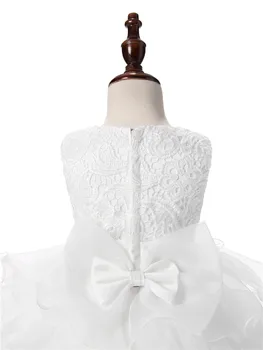 Summer Princess Baby Girls Wedding Dress Kids Pageant White Fluffy Lace Christening Gown Dresses Clothes Girl Prom Party Wear 8T