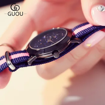 Luxury GUOU Brand Lover's Watches Men Women Nylon Strap Quartz Wristwatches Popular Male Ladies Unique Watches relogio masculino