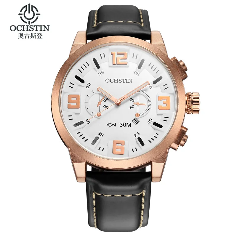OCHSTIN Watches For Men Luxury Brand Quartz Waterproof Analog Leather Strap Date Military Watch Relogio Clock Men Fashion Style