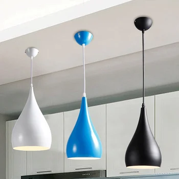 7 Colors Modern Kitchen Coffee Shop Pendant Light Aluminum Alloy E27 AC110V-240V Hanging Droplight Pendant Lamp Lamparas