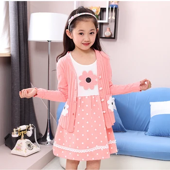 Hurave baby girls suit toddler clothes set children clothing sets Kids winter christmas polka dot dress+coat outfits clothes set