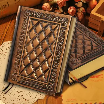 RuiZe vintage leather diary blank kraft paper thick notebook A5 journal hard cover handmade embossed note book gold edge