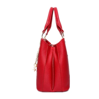 PLEEGA New 2017 Women Fashion Shoulder Bag Female Red Leather HandBags Designer Brand Sequined Pendants PU Stripe Crossbody Bags