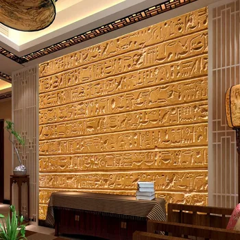 Custom Background Wall paper living room restaurant wallpaper mural Egyptian relief stone text Wallpaper