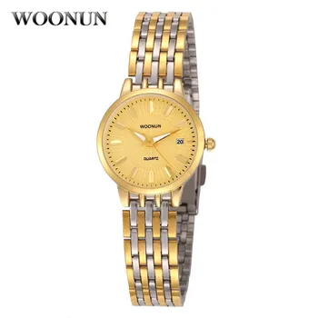 New 2017 WOONUN Luxury Women Watches Silver Full Steel Analog Quartz Watches Super Slim Watch Women relogio feminino Gift
