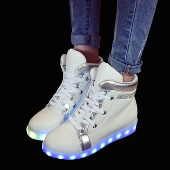 Women Glowing Boots Led USB Charging Lights Up Footwear Colorful High Uppers Breathable Quality Assurance Free Drop Shipping