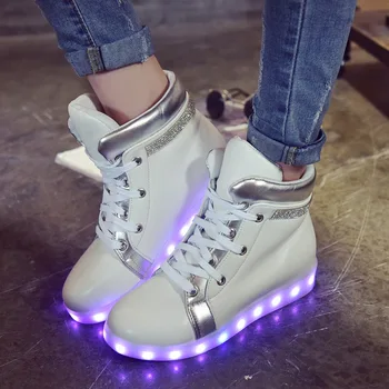 Women Glowing Boots Led USB Charging Lights Up Footwear Colorful High Uppers Breathable Quality Assurance Free Drop Shipping