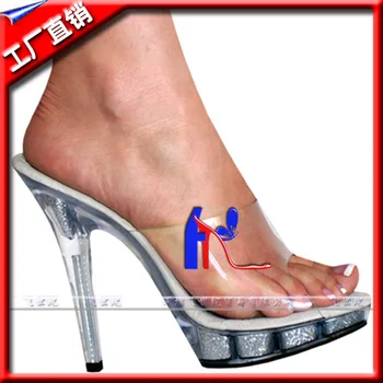 Joker hipster transparent sandals Leisure toe Fashion high heels fish mouth transparent sandals