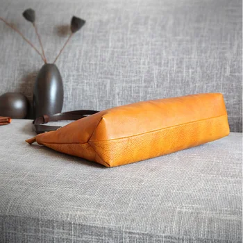 5 Colors TyTazon Handmade Genuine Full Grain Vegetable Tanned Leather Tote Luxury Shopper Bag Long Shoulder Drop Strap for Women