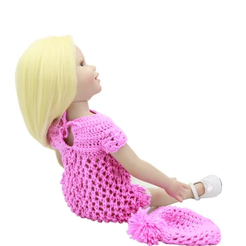 Lifelike Full Vinyl 18 Inch American Girl Realistic Doll Baby Toy Waterproof Newborn Princess Babies With Pink Dress
