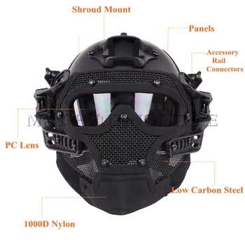 New Airsoft Paintball Tactical Helmet Protective Fast Helmet ABS Tactical Mask with Goggles for Airsoft Paintball WarGame