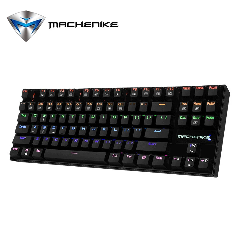 Machienike Little Magic MK-870 Blue Switch 87 Keys RGB Backlight Mechanical Metal Panel For Gaming Laptop-Black