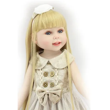 Discounts ! new style 2017 handmade american 18 inch baby doll for girls realistic smiling baby girl with long Straight hair