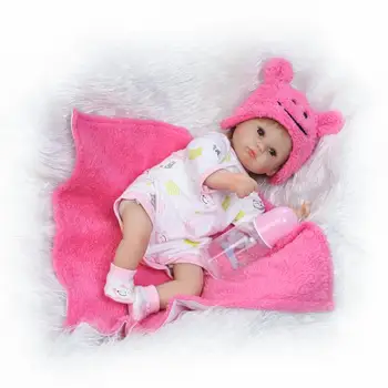 42cm Hot New Fashion Baby Reborn Baby Dolls Toys Open Eyes with Pink Hat Mats Soft Silicone Baby Toys Real Touch Lovely Newborn