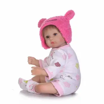 42cm Hot New Fashion Baby Reborn Baby Dolls Toys Open Eyes with Pink Hat Mats Soft Silicone Baby Toys Real Touch Lovely Newborn