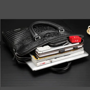 2017 Men bags Waterproof Bag laptop Business Male handbags High Capacity crocodile genuine leather hand case Bag Sac Man fashion