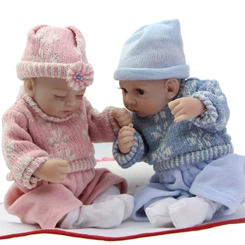 11 Inch Cute Twins Reborn Full Silicone Vinyl Baby Dolls Boy And Girl Real Looking Mini Doll Children Birthday Christmas Gift