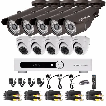 Eyedea 16 CH Video DVR 1080P 5500TVL Bullet Dome Outdoor CMOS LED Night Vision Business CCTV Security Camera Surveillance System