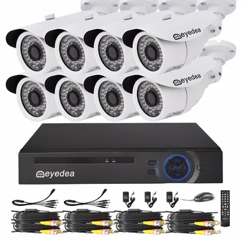 Eyedea 8 CH DVR 1080P Video Recorder 5500TVL CMOS Bullet White Outdoor Night Vision Surveillance CCTV Security Camera System Kit