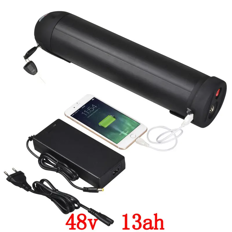 US EU No Tax hot selling eBike lithium 48V 13Ah battery pack with USB port 2A charger for 48V 750W Electric Bicycle