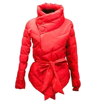 2017 winter jacket women Cotton coat high collar with belt parkas for women winter 3 colors warm outerwear coats