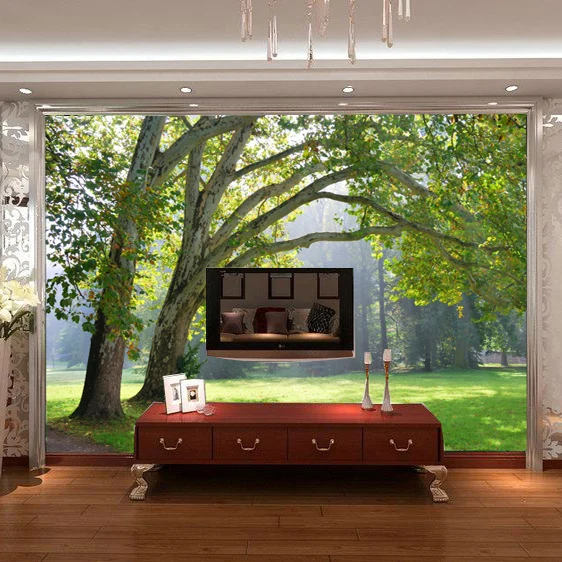 Modern minimalist 3D large wall mural wallpaper living room bedroom sun Forest Wallpaper TV background wallpaper