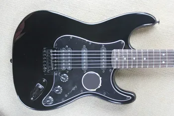 Custom Guitar Distressed ST black 6 Strings Electric Guitar