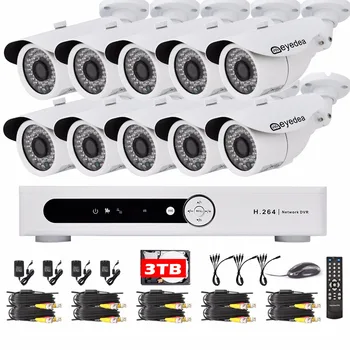 Eyedea 16CH DVR Voideo Recorder 1080P 5500TVL Outdoor LED Night Vision Business CCTV Security Camera Surveillance System 3TB HDD