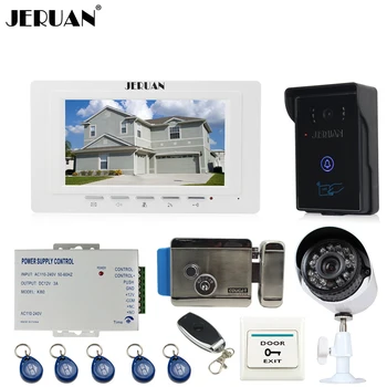 JERUAN perfect 7`` TFT video door phone intercom System monitor brand new RFID waterproof Touch Camera+700TVL Analog Camera