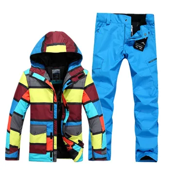 Gsou Snow Waterproof Men Ski Suit Windproof Male Ski Jacket Ski Pants Snow Clothes Outdoor Single Board
