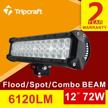 2PCS 72W 12inch LED Light Bar Lamp Flood 6120Lm 12V 24V for SUV ATV Truck Tractor Motorcycle Driving Bar Light