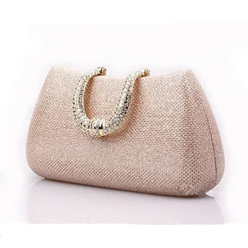 2016 Gorgeous Gold Evening Clutch Bag for Women Rhinestone Crystal Clutch Evening Purse China Handmade Bridal Purse with Chain