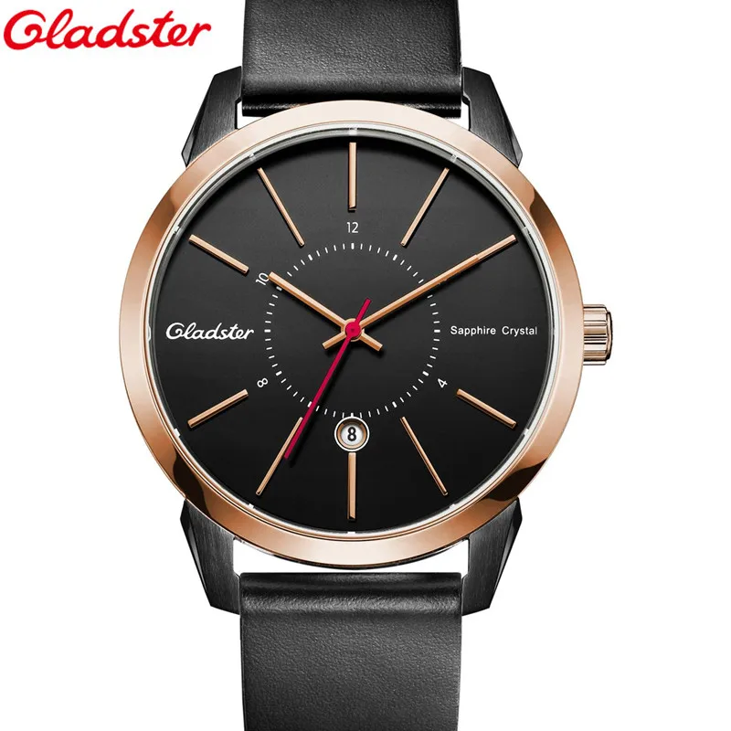 Men Watch Gladster Men's Military Sports Chronograph Wrist Watches NATO Genuine Leather Watchband Males Geneva Quartz Clock Men