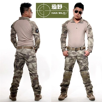 Military Army Combat Uniform Hunting shirt pants with knee pads Military Army Suit with elbow knee pads