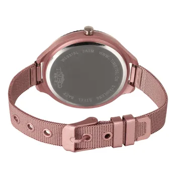 TIME100 Elegance Women's Quartz Watch Analog Pink Steel Mesh Strap Ultra Thin Big Case Waterproof Women Clock Bracelet Watches